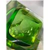 Image 3 : Vintage Murano Bevelled Green Glass Ashtray. Approx. 5" H x 6" W
