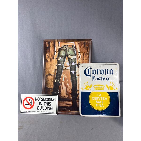 3 Vitnage Man Cave/Garage Tin Signs- Largest Approx 16  x 24 