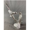Image 2 : Pretty Vintage Framed Needlework Floral & Silver Bird Sculpture