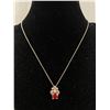 Image 1 : Sterling Silver with Ruby Stone Pendant & Chain Necklace