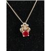 Image 2 : Sterling Silver with Ruby Stone Pendant & Chain Necklace