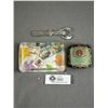 Image 1 : Vintage Lot - Carter's Ribbon 2.5" Tin, 5" x 3" Stamps Paperweight & 5" L "Lobster" Butter Knife