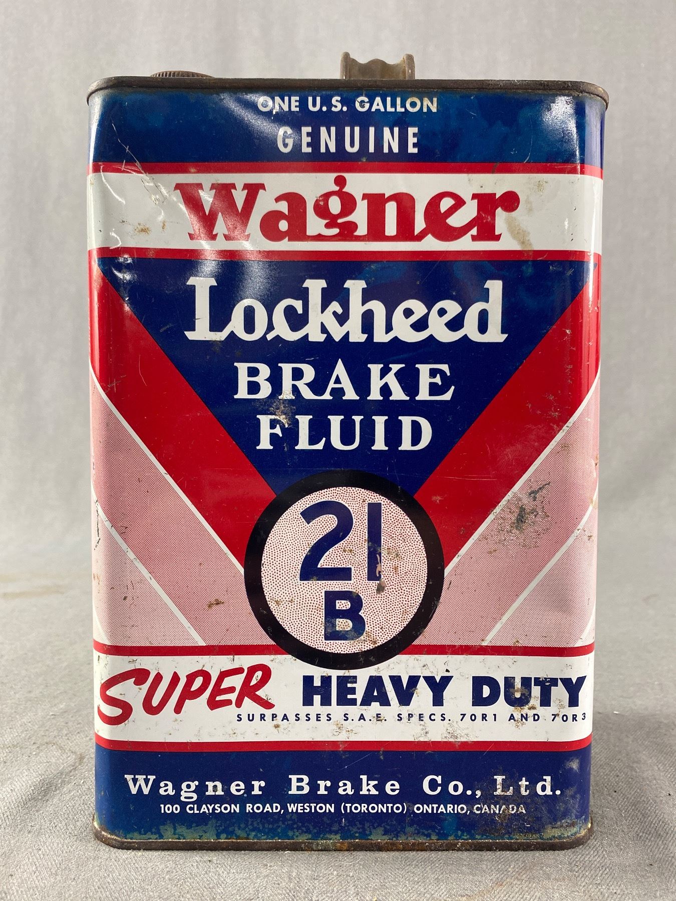 Vintage 1Gallon Wagner Lockheed Brake Fluid, Toronto Ont. Canada