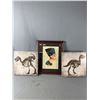 Image 1 : 3 Decorative Pictures - (2) 12" x 12" Dinosaur Canvas Prints & Egyptian 13.5" x 17" Framed Print