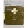 Image 2 : Vintage Lot - Keyco Grinder, Metal 9" x 9.5" First Aid Box & Heavy 8" Tall Metal Fire Stove Kettle