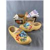 Image 1 : Pair Of Vintage Wooden Shoes From Holland. Approx. 10"L & Okanagan Grapes Basket & PEI Potatoes Bag