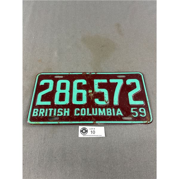 1959 British Columbia License Plate