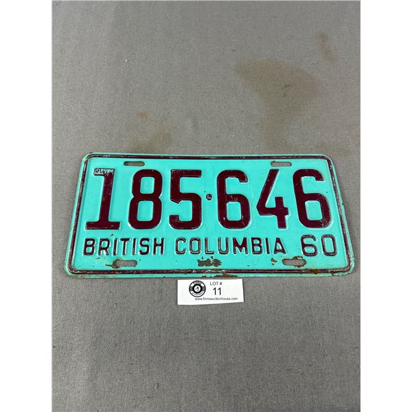 1960 British Columbia License Plate