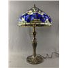 Image 1 : Vintage Tiffany Style Stained Glass Table Lamp. Approx 26" T