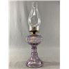 Image 1 : Lovely Antique 1800's Oil Lamp. Approx 16" Tall Nice Shade of Purple