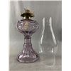 Image 2 : Lovely Antique 1800's Oil Lamp. Approx 16" Tall Nice Shade of Purple