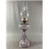 Image 1 : Lovely Antique 1800's Oil Lamp. Approx 19" Tall Nice Shade of Purple