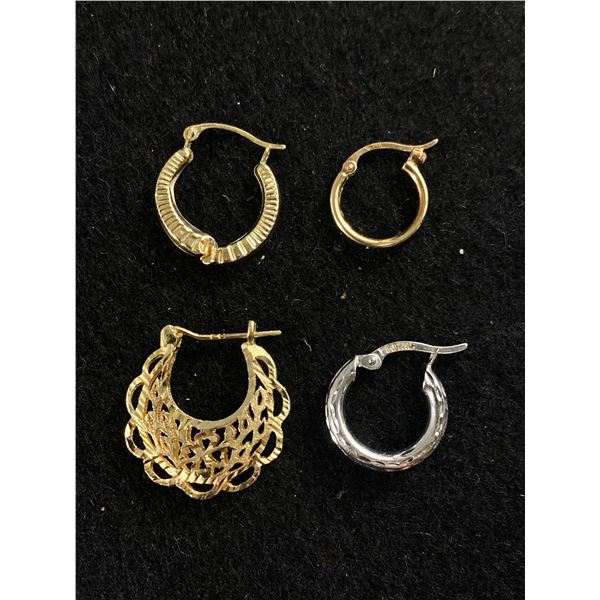 14KT Gold 4 Single Hoop Earring All Marked & Tested 2.82 Grams