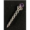 Image 1 : Vintage Sterling Silver Genuine Amethyst Celtic Weave Kilt Pin Brooch - 3 1/4", 9.8 Grams - Marked S