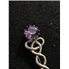 Image 2 : Vintage Sterling Silver Genuine Amethyst Celtic Weave Kilt Pin Brooch - 3 1/4", 9.8 Grams - Marked S