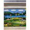 Image 2 : Vintage Wood Framed  Country Folk Art Painting Signed Ilona Fekete. Approx. 14" x 12"