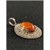 Image 2 : Large Genuine Amber Pendant in Sterling Silver