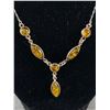 Image 2 : Lovely Genuine Amber, Sterling Silver Lavaliar Necklace