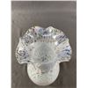 Image 2 : Early Art Nouveau Vase w/ Papillon Décor & Ruffled Top - 8"H