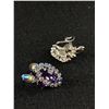 Image 2 : Beautiful Signed SHERMAN  Purple & Clear AB Screwback Earrings
