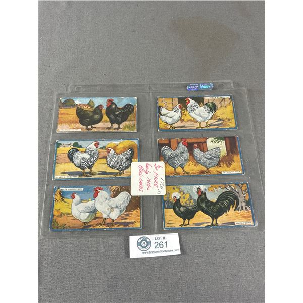 6 RARE Early 1900's "Cowan's Chicken Cards" Collector Cards In Binder Card Sheets