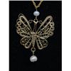 Image 2 : Handcrafted Filigree Butterfly w/ Pearls Pendant Necklace