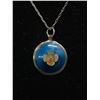 Image 2 : Vintage Sterling Silver w/ Blue Enamel Pendant Necklace Marked 925