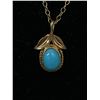 Image 2 : Vintage Turqouise Pendant w/ Chain Necklace Marked 1/20 12K