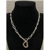 Image 1 : Heavy Solid Sterling Silver Link Chain w/ Heart Pendant Necklace Marked 925 Italy