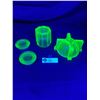Image 2 : Vintage Uranium Glass Lot - (2) 2.75" Floor Coasters, 5" Ashtray Bowl & 3"H Jar