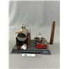 Image 2 : Nice Vintage Steam Engine Tin Toy. Made In Germany By Wilesco, Donald Duck Pez &NFA Belt Buckle