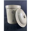 Image 2 : Vintage Medicine Hat Potteries No.3 Stoneware Pot w/Lid. As Found. NO SHIPPING. Approx. 14"H