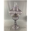 Image 1 : Very Nice Vintage Amethyst Oil Lamp w/ Glass Chimney & Shade. Approx. 18" H