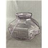 Image 3 : Very Nice Vintage Amethyst Oil Lamp w/ Glass Chimney & Shade. Approx. 18" H