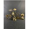 Image 1 : Lot Of 3 Decorative Metal Art Pieces - Musical Ferris Wheel/Carousel (8"x10"), 13.5"H Table & 13.5" 