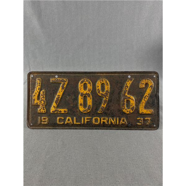 1937 California Licence Plate