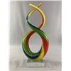 Image 1 : Beautiful Murano Hand Blown Contemporary Glass Sculpture "Two Become One" 12" tall