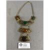 Image 2 : Elaborate Semi Precious Stones Huge Bib Necklace