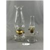 Image 1 : 2 Antique Glass Oil Finger Lamps.  Approx. 12"H  & English Made  9.5" H