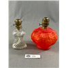 Image 2 : Assorted Antique Small Lamp Parts Including Red Satin Base Made In USA Approx. 6"H