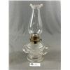 Image 2 : 2 Antique Clear Glass Oil Lamps -  Double Handle Approx. 12.5" H & English Made Finger Lamp Is Appro