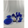 Image 1 : Assorted Cobalt Blue Glass - Jars, Plate, Bowl, Eye Bath & More