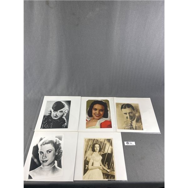 10 Celebrity Photos, Some Autographed.Eddy Arnold, Bette Davis Etc. In Page Sleeves