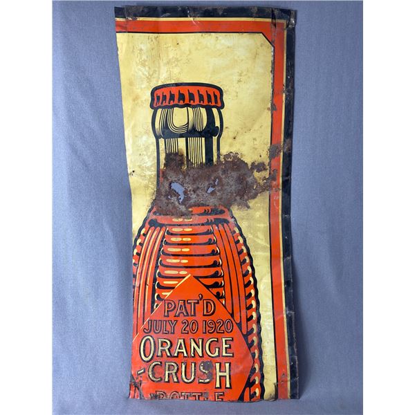 Partial 1920's Orange Crush Sign. Showing the Bottle Great Patina. NO SHIPPING16 x 37