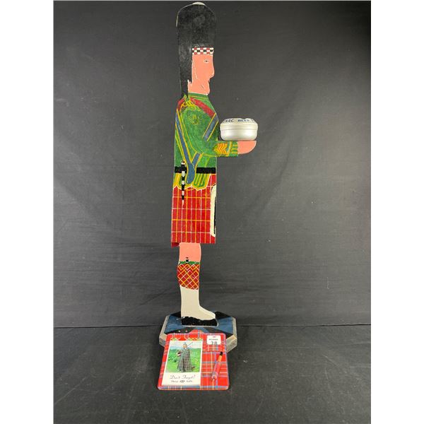36" Tall Folk Art Frontenac Beer Ashtray with Scottish Calendar/Note Pad