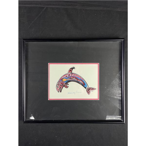 Nicely Framed First Nations Print. Signed by Harvey Kane 13" x 11"