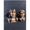 Image 1 : Excellent Vintage 9" Provincial Mold 1977 Pair of Native American Head Busts, Indian Warrior/Chief a