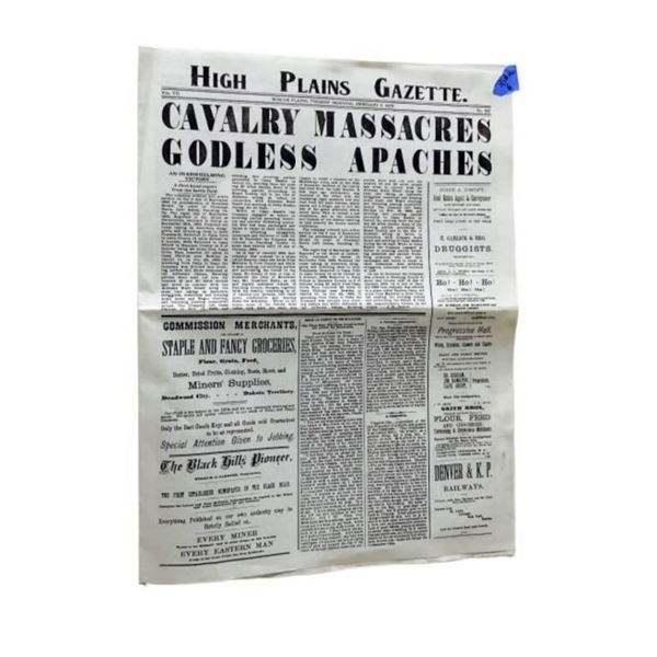 The Ridiculous 6 (2015) - Prop Newspaper "Cavalry Massacres Godless Apaches"