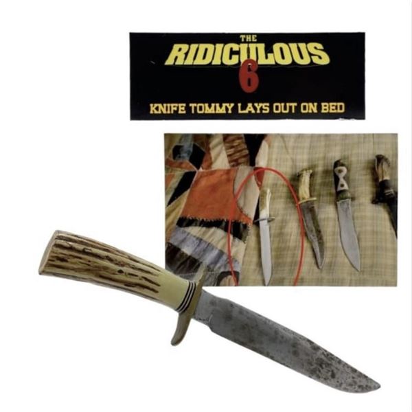 The Ridiculous 6 (2015) - Tommy's (Adam Sandler) Stunt White Knife Displayed on Bed