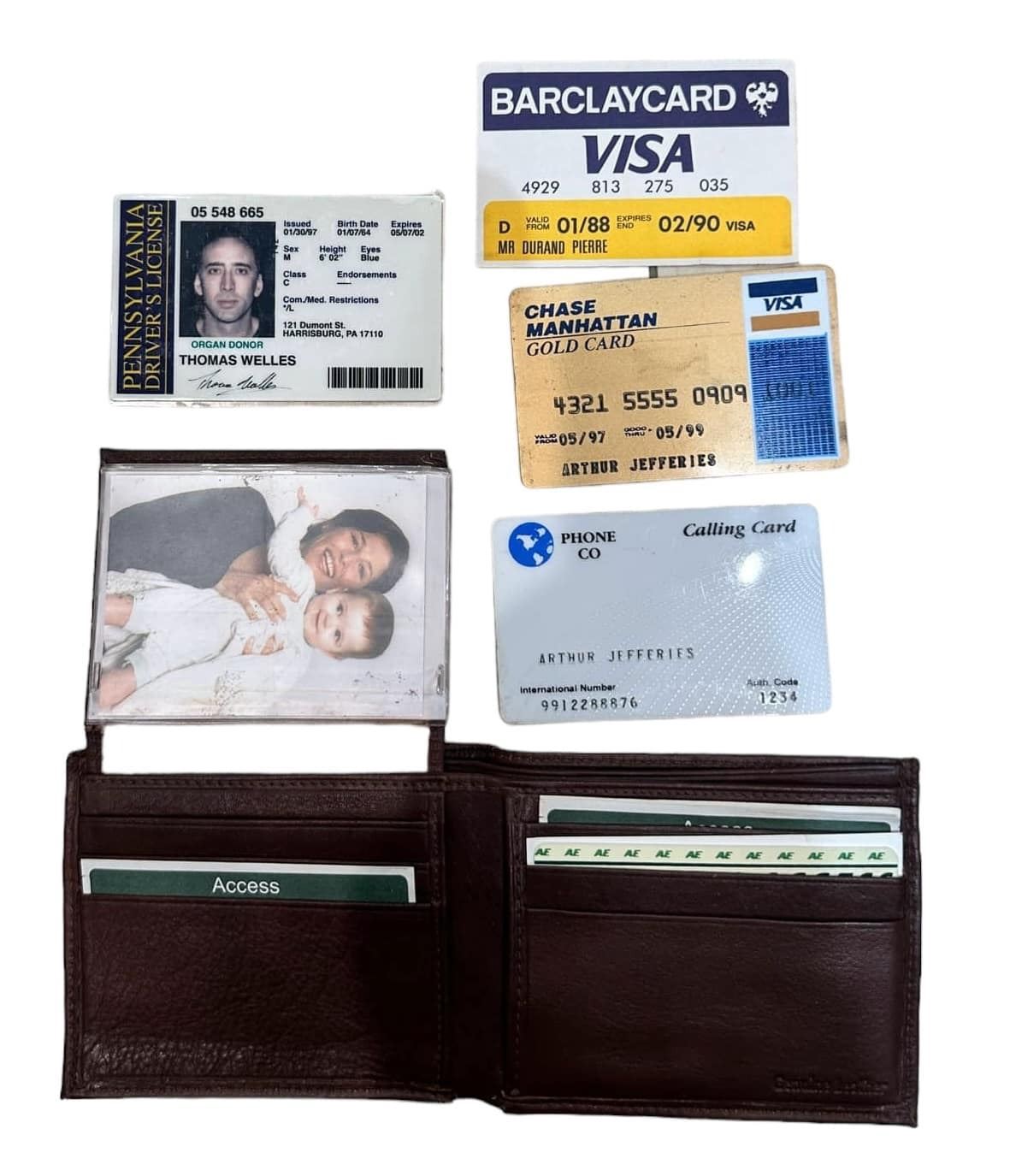 Prop Wallet Contents 8mm (1999) - Tom Welles (Nicolas Cage) Wallet With Contents